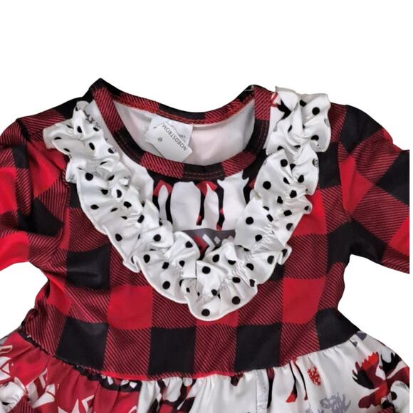 NWT Nordstrom Red Black Buffalo Plaid Reindeer Holiday Pants Outfit Small/Medium - Picture 3 of 10